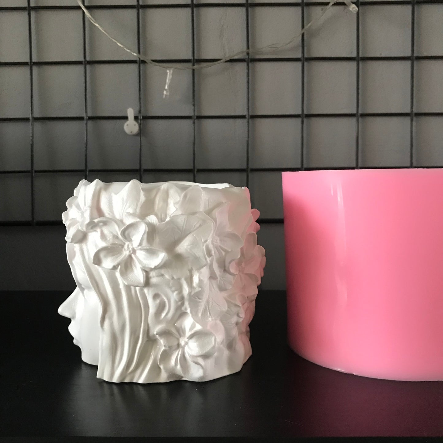 Beautiful 3D Girl Head Cement Vase Mold