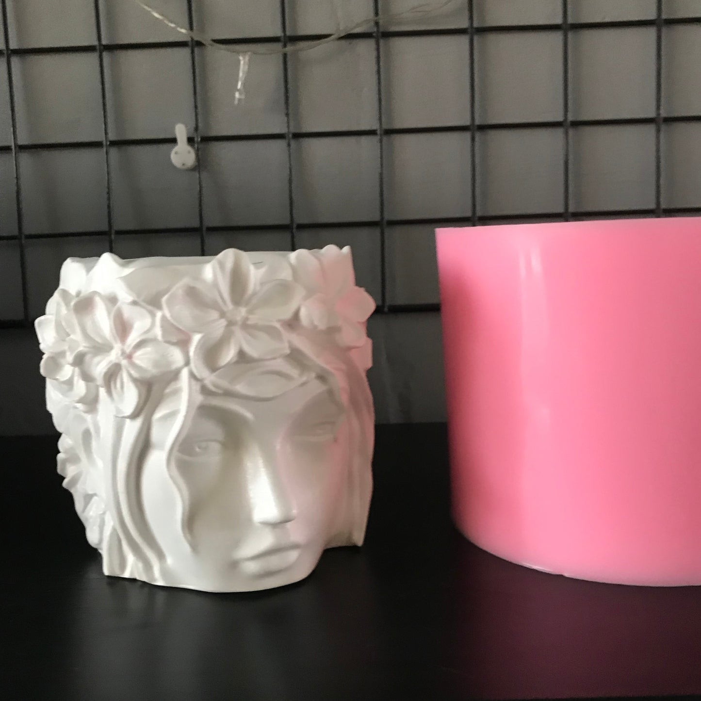Beautiful 3D Girl Head Cement Vase Mold