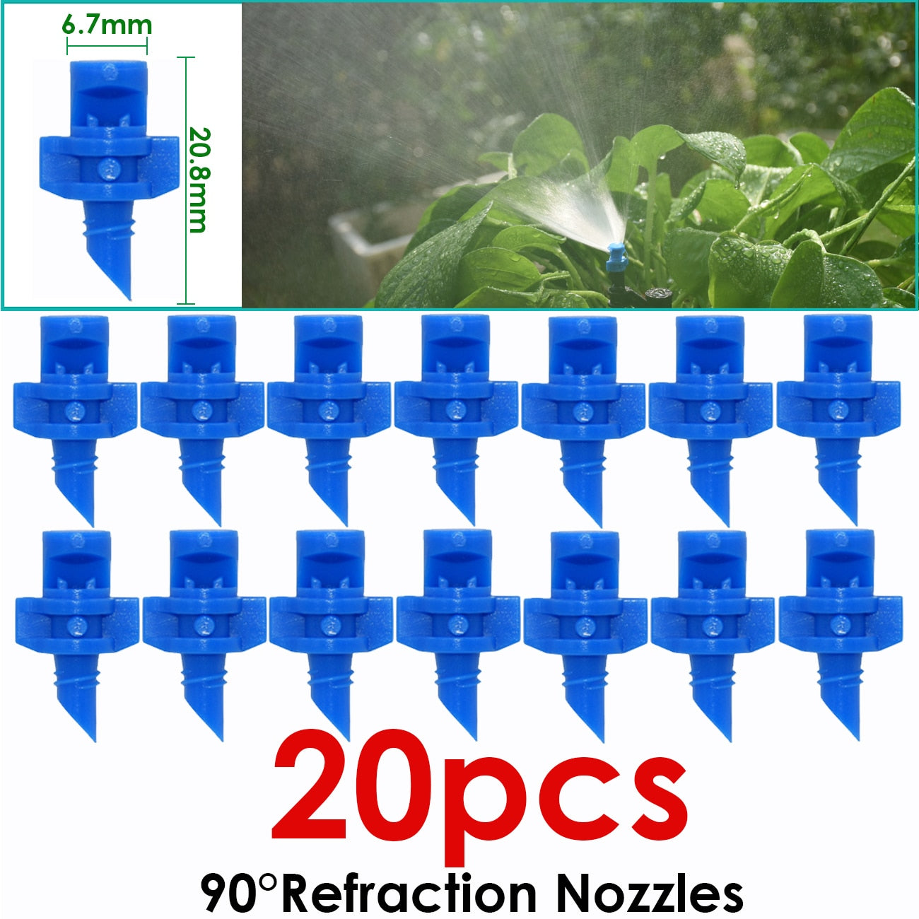 KESLA 20PCS Degree Refraction Nozzle Sprinkler Head 90/180/360