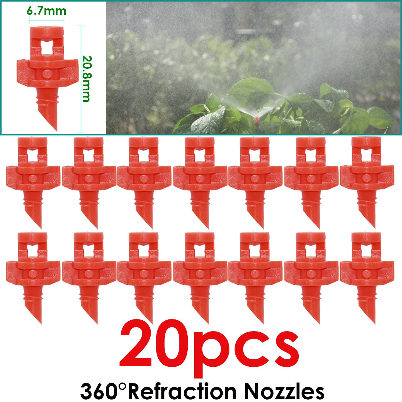 KESLA 20PCS Degree Refraction Nozzle Sprinkler Head 90/180/360